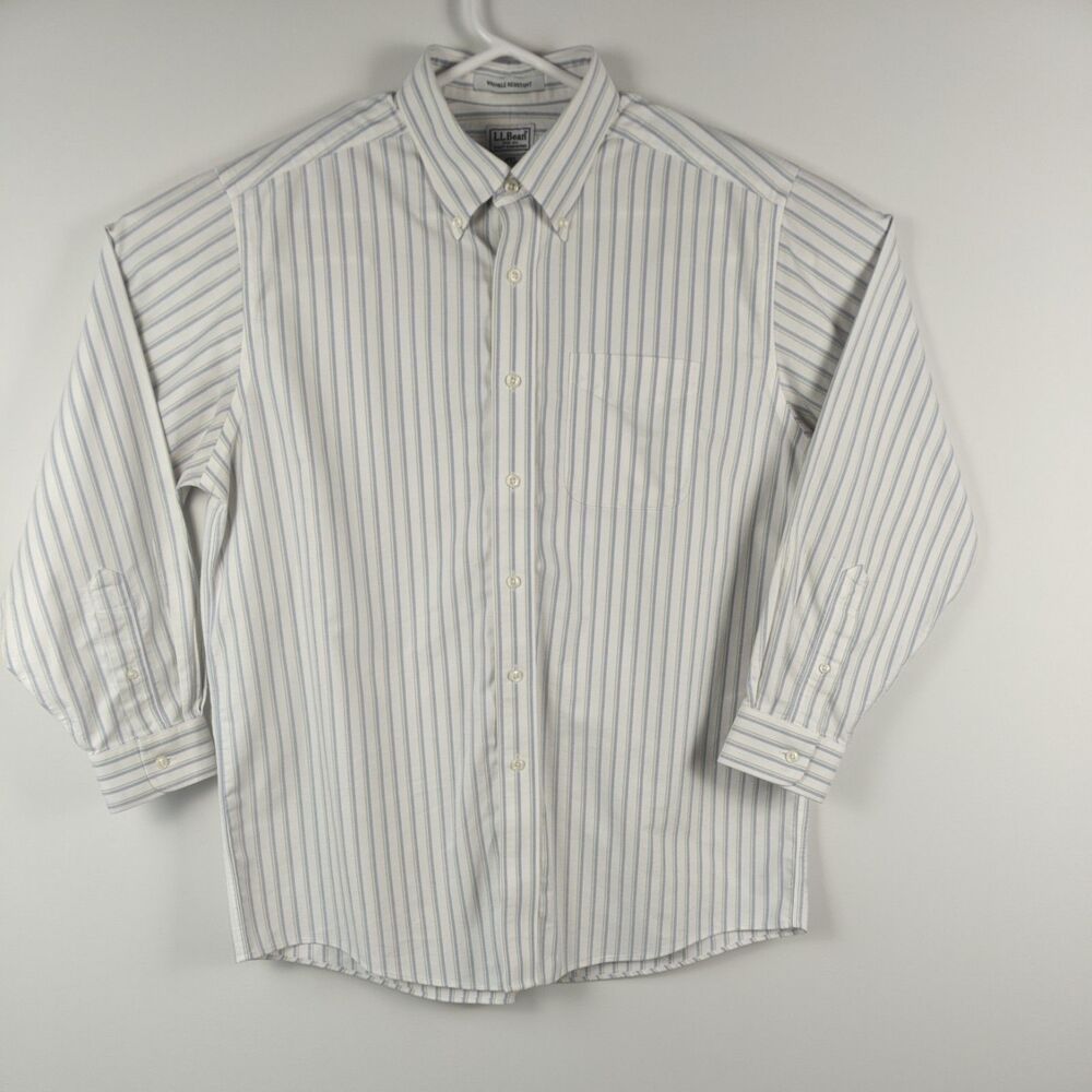 LL Bean Shirt Mens Stripe Button Down Long Sleeves Size 16 1/2-33